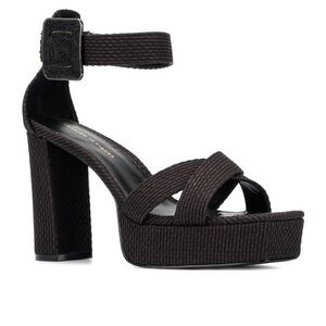 Fashion to Figure Black Platform Sandals with Chunky Heel